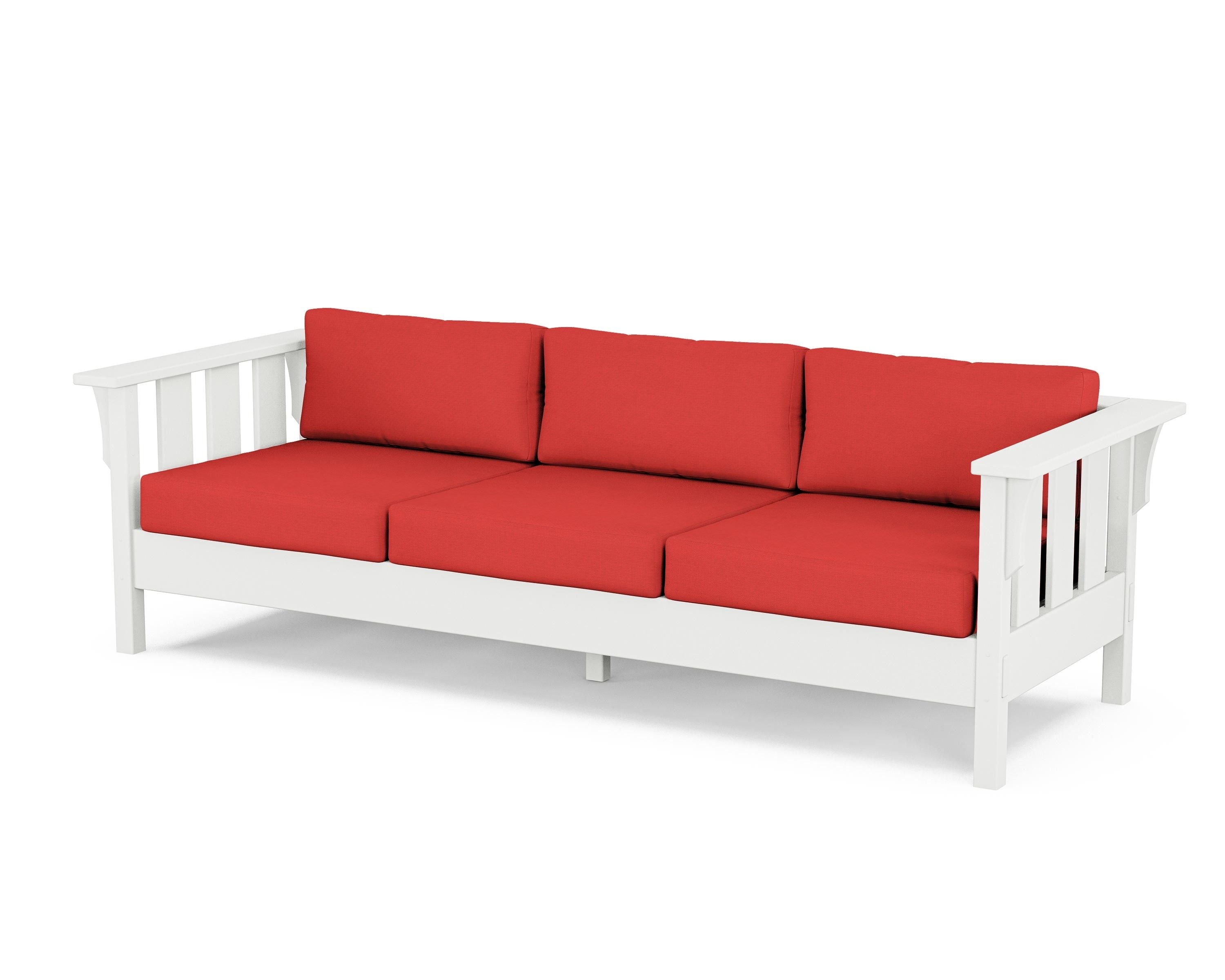 Martha Stewart by POLYWOOD® Acadia Deep Seating Sofa in White / Crimson Linen