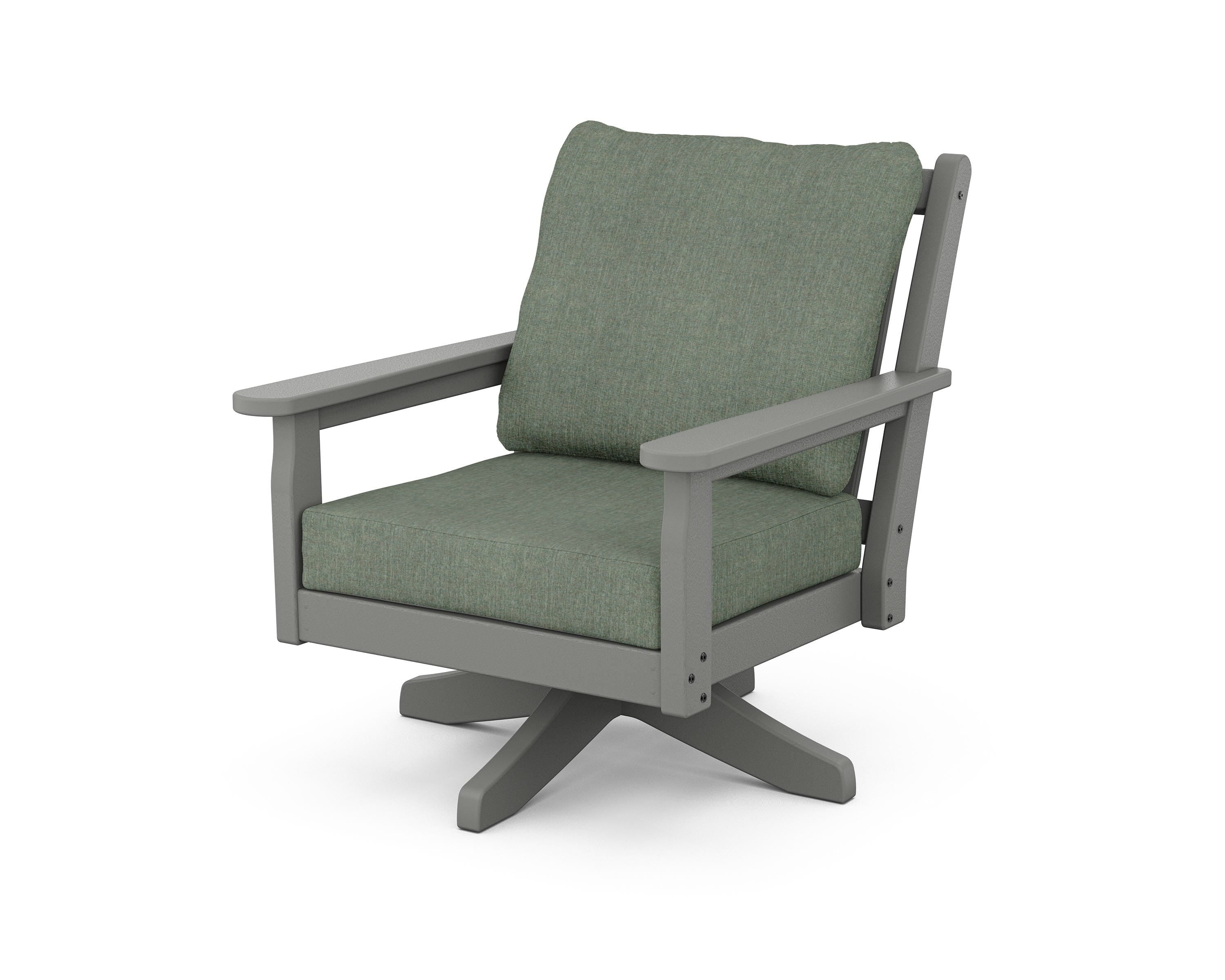POLYWOOD® Chippendale Deep Seating Swivel Chair in Slate Grey / Cast Sage