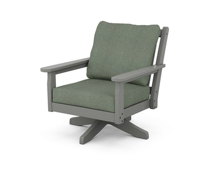 POLYWOOD® Chippendale Deep Seating Swivel Chair in Slate Grey / Cast Sage