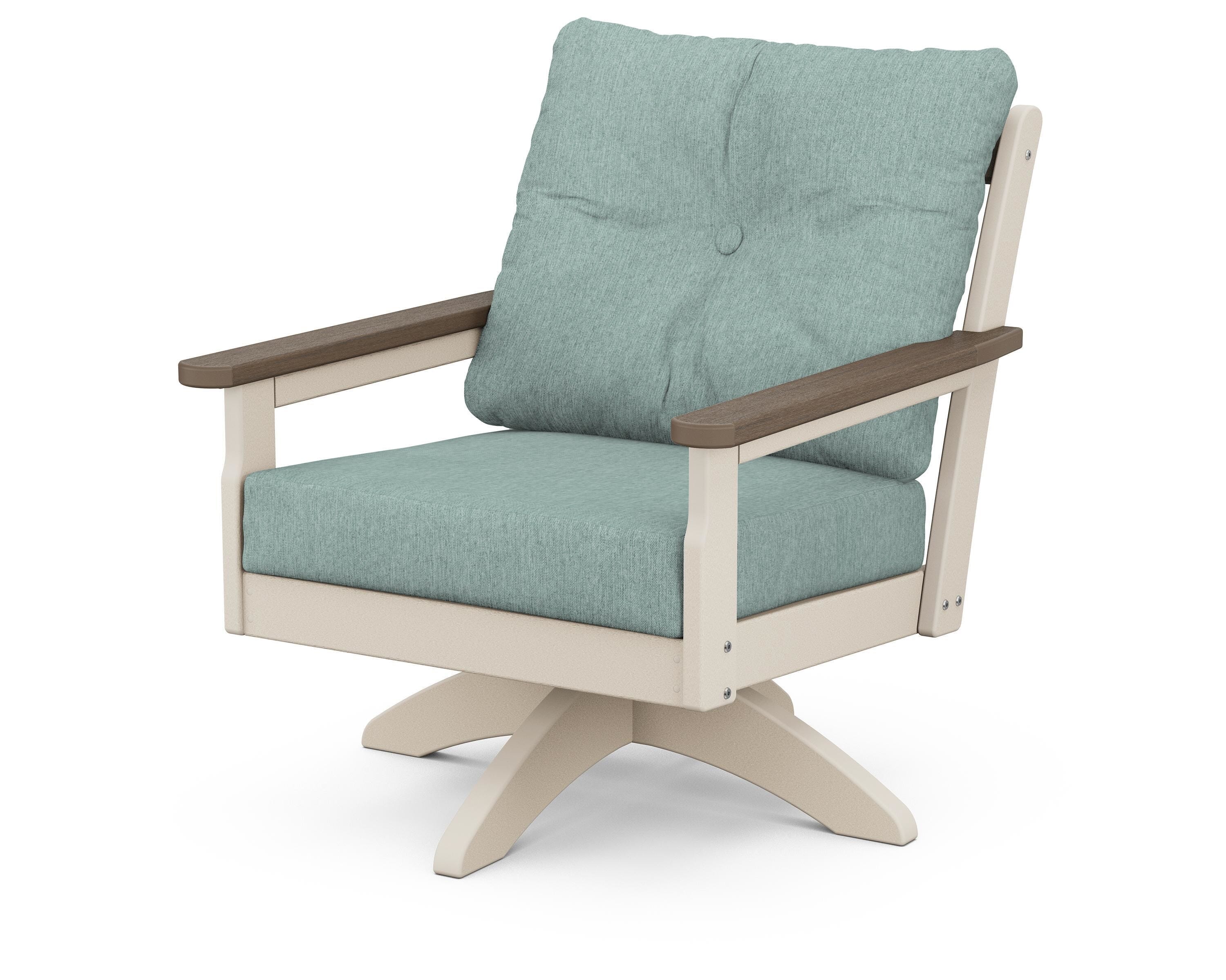 POLYWOOD® Vineyard Deep Seating Swivel Chair in Sand / Kona / Glacier Spa