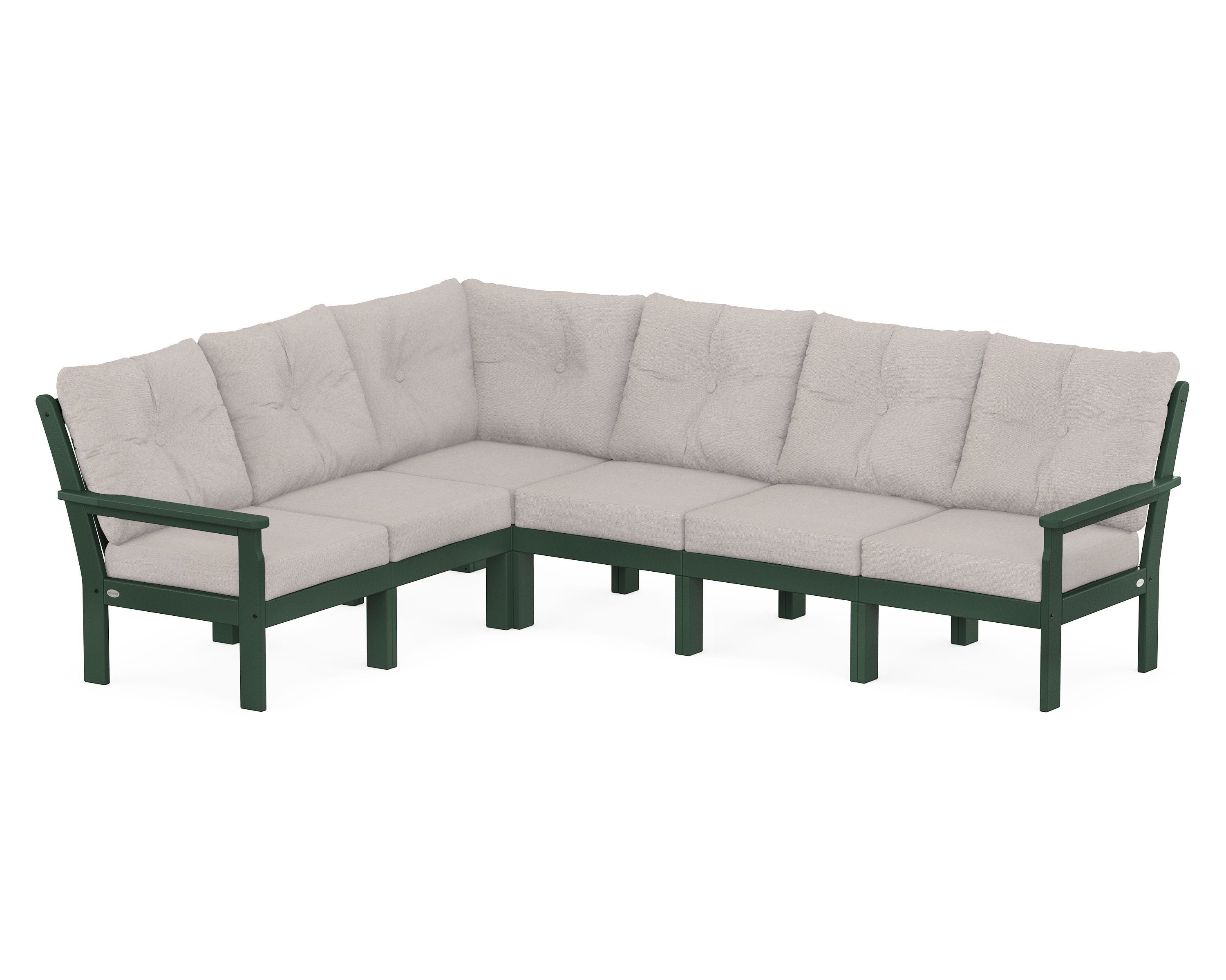 POLYWOOD® Vineyard 6-Piece Sectional in Green / Dune Burlap