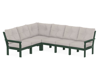 POLYWOOD® Vineyard 6-Piece Sectional in Green / Dune Burlap