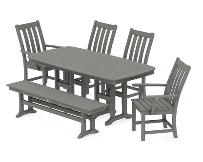 POLYWOOD® Vineyard 6-Piece Dining Set with Bench in Slate Grey