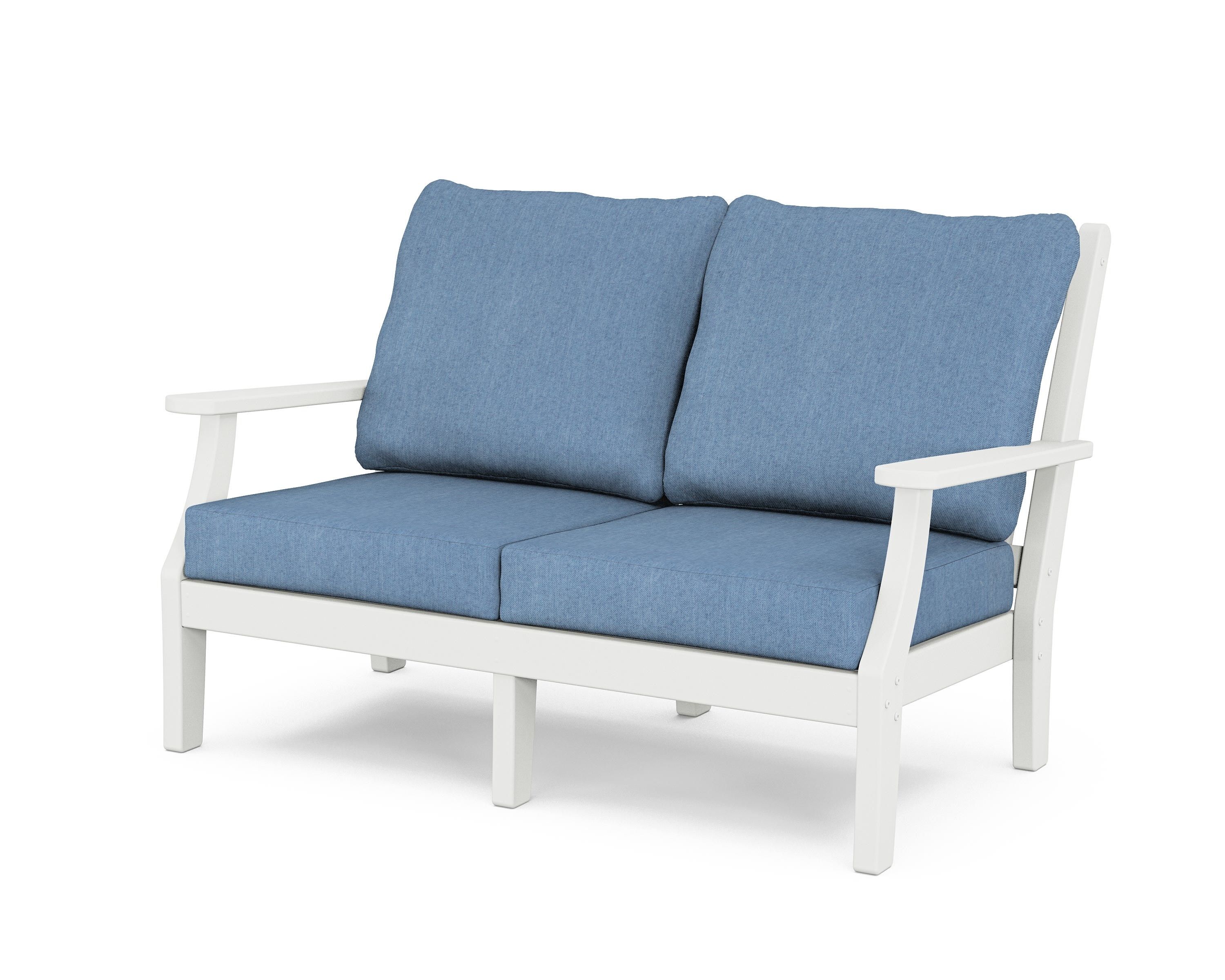 Country Living Wovendale Deep Seating Loveseat in White / Sky Blue