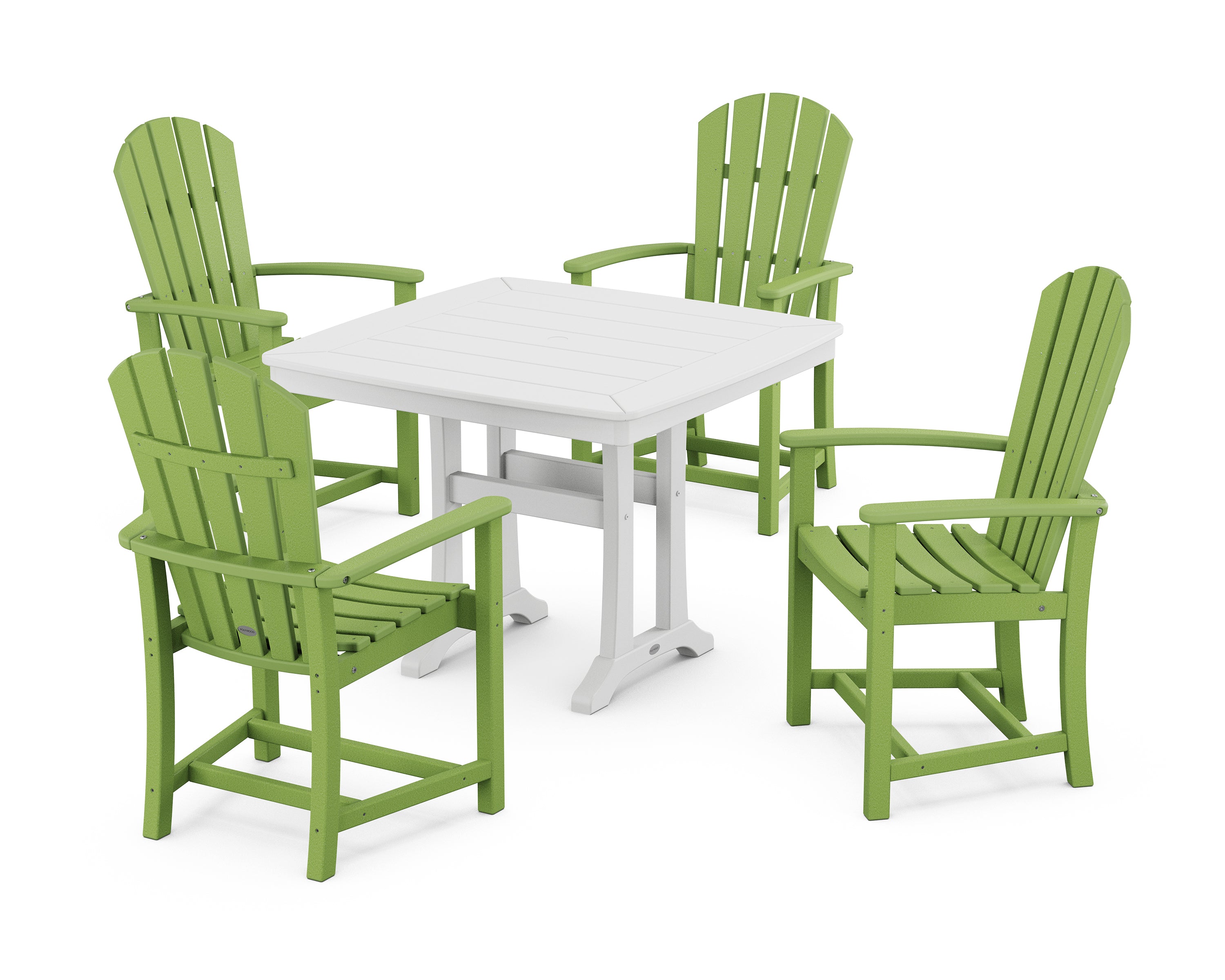 POLYWOOD® Palm Coast 5-Piece Dining Set with Trestle Legs in Lime / White