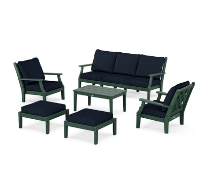 Country Living Wovendale 6-Piece Lounge Sofa Set in Green / Marine Indigo
