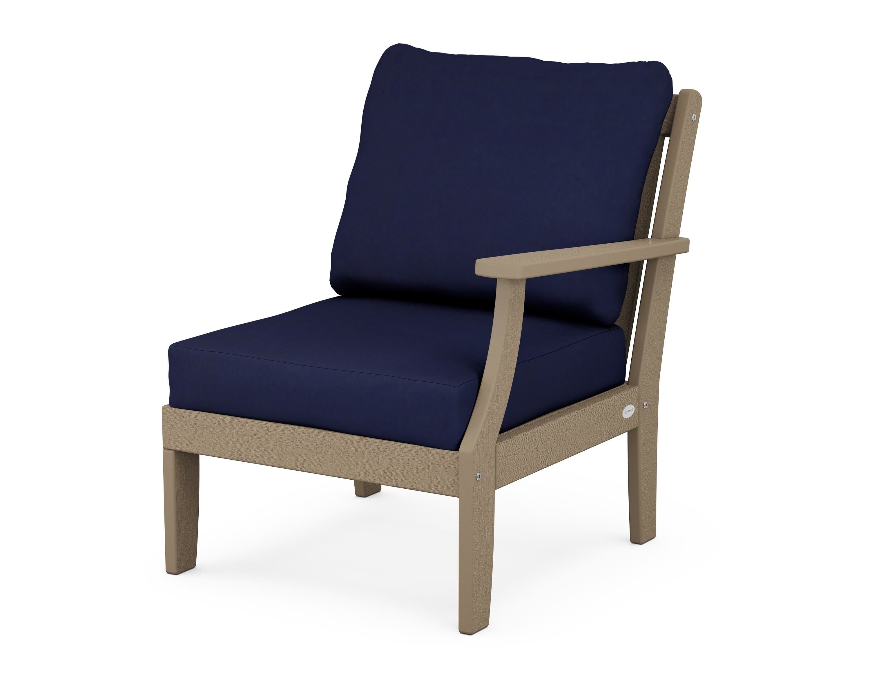 POLYWOOD® Braxton Modular Right Arm Chair in Vintage Sahara / Navy