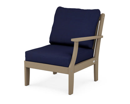 POLYWOOD® Braxton Modular Right Arm Chair in Vintage Sahara / Navy