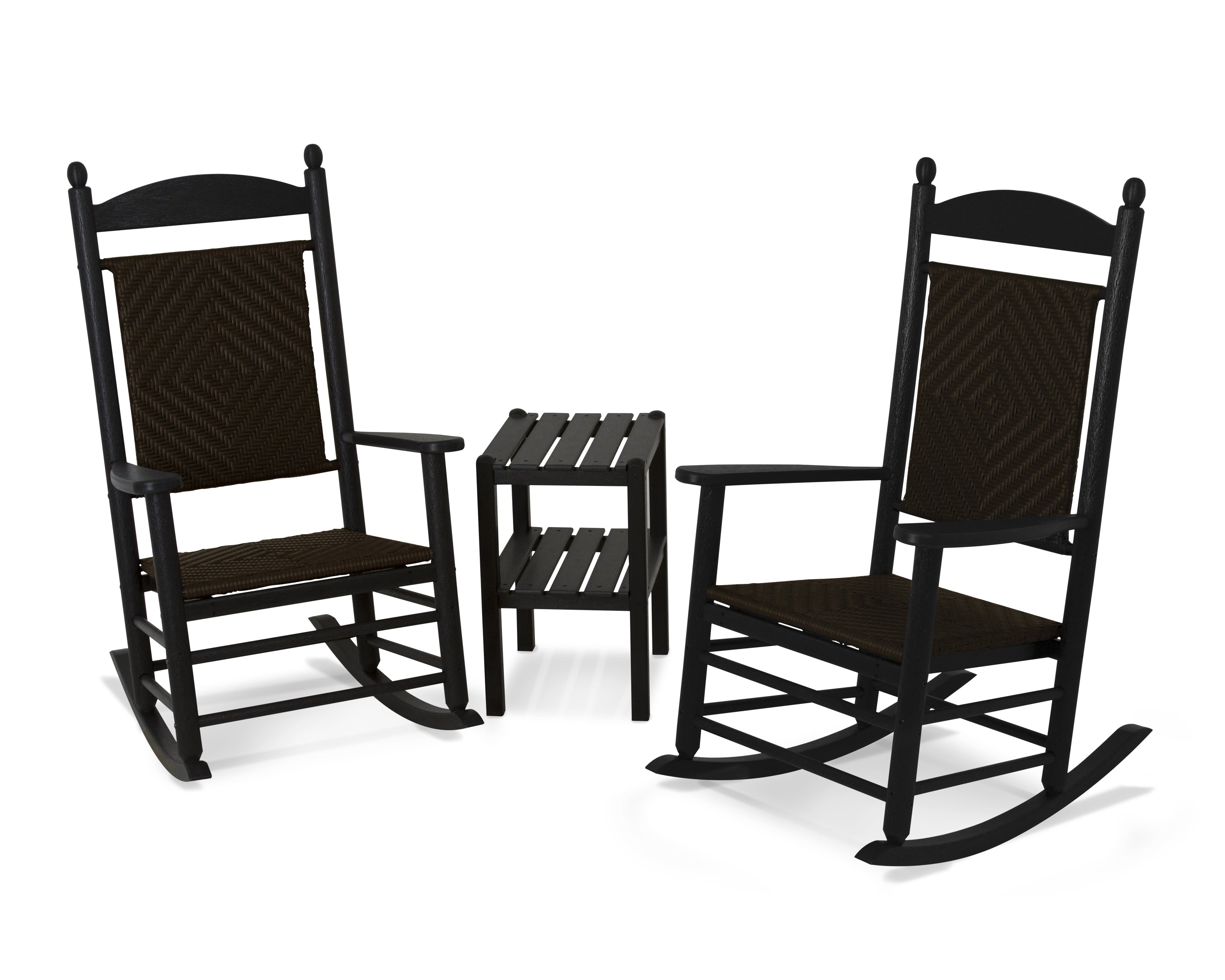 POLYWOOD® Jefferson 3-Piece Woven Rocker Set in Black / Cahaba