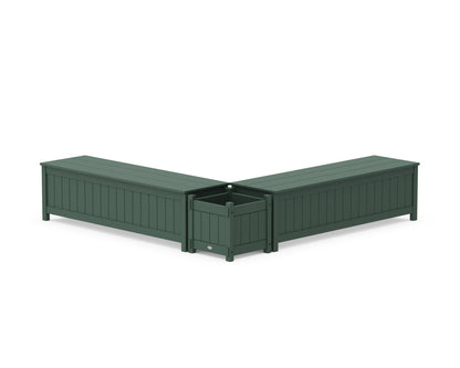 POLYWOOD® 60" Vineyard L- Shaped Planter Storage Bench Set in Green