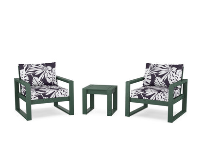 POLYWOOD® EDGE Sectional 3-Piece Deep Seating Set in Green / Leaf Navy