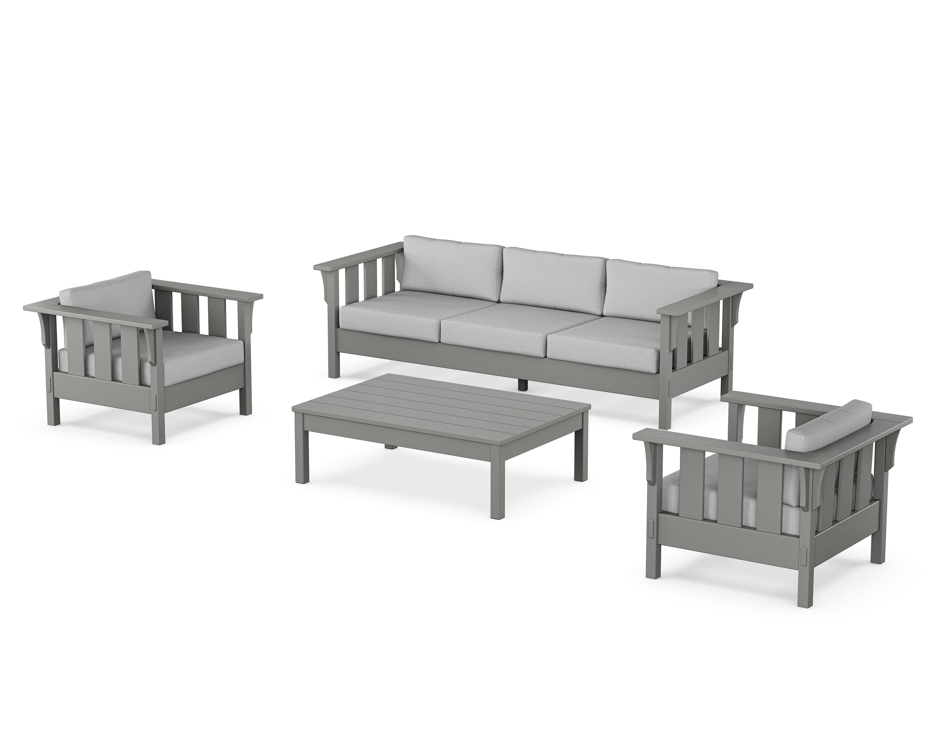 Martha Stewart by POLYWOOD® Acadia 4-Piece Deep Seating Set with Sofa in Slate Grey / Granite