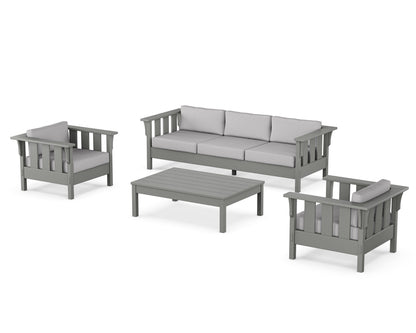 Martha Stewart by POLYWOOD® Acadia 4-Piece Deep Seating Set with Sofa in Slate Grey / Granite