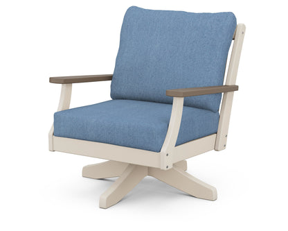 POLYWOOD® Braxton Deep Seating Swivel Chair in Sand / Kona / Sky Blue