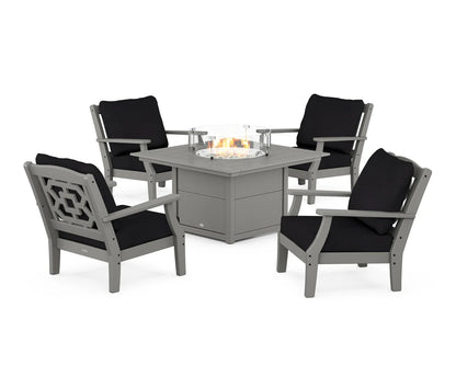 Chinoiserie 5-Piece Deep Seating Set with Fire Pit Table