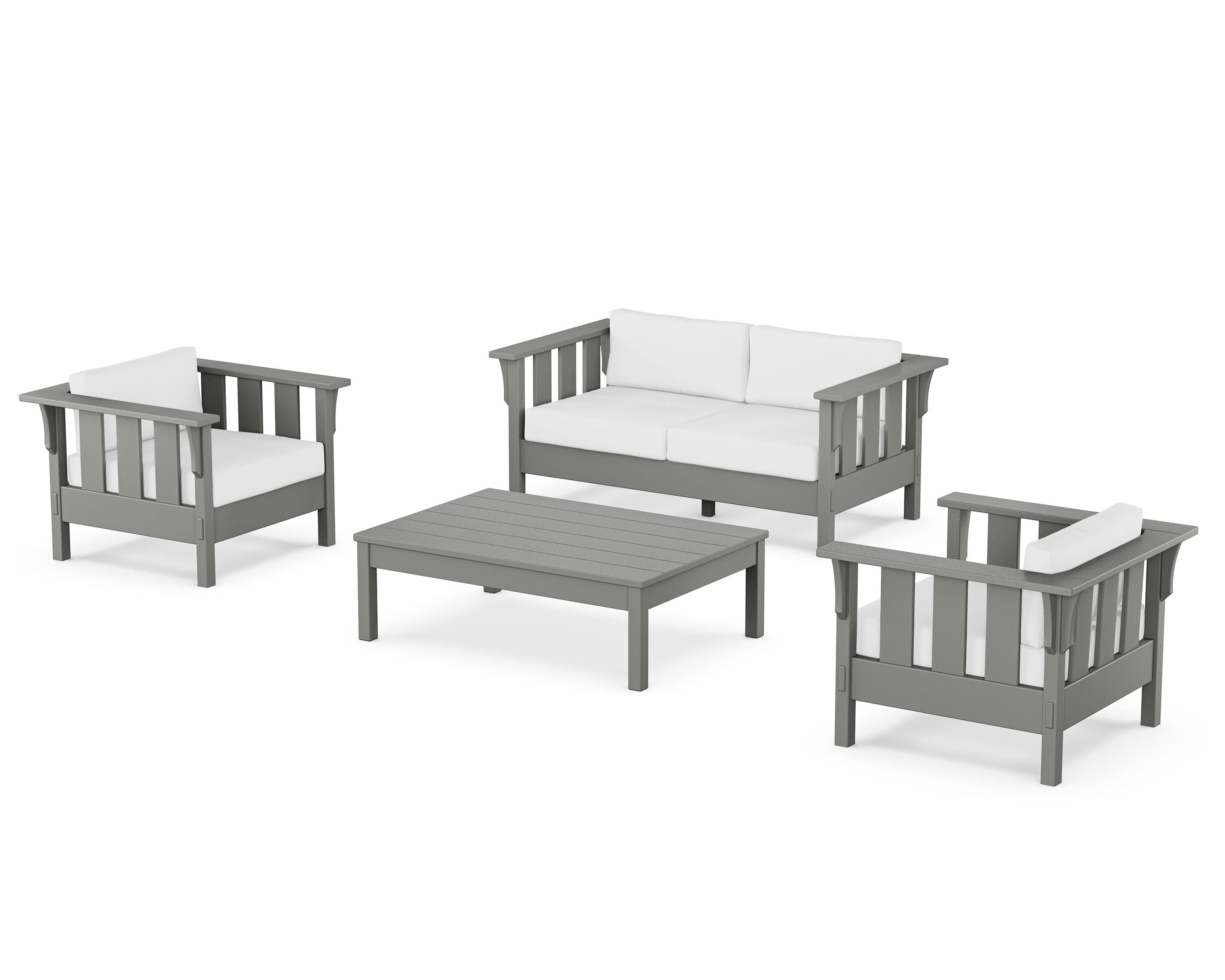 Martha Stewart by POLYWOOD® Acadia 4-Piece Deep Seating Set with Loveseat in Slate Grey / Natural
