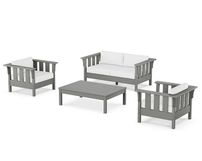Martha Stewart by POLYWOOD® Acadia 4-Piece Deep Seating Set with Loveseat in Slate Grey / Natural