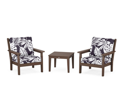 POLYWOOD® Chippendale 3-Piece Deep Seating Set in Mahogany / Leaf Navy