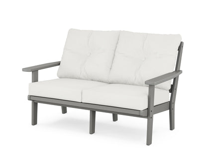 POLYWOOD® Prairie Deep Seating Loveseat in Slate Grey / Natural Linen