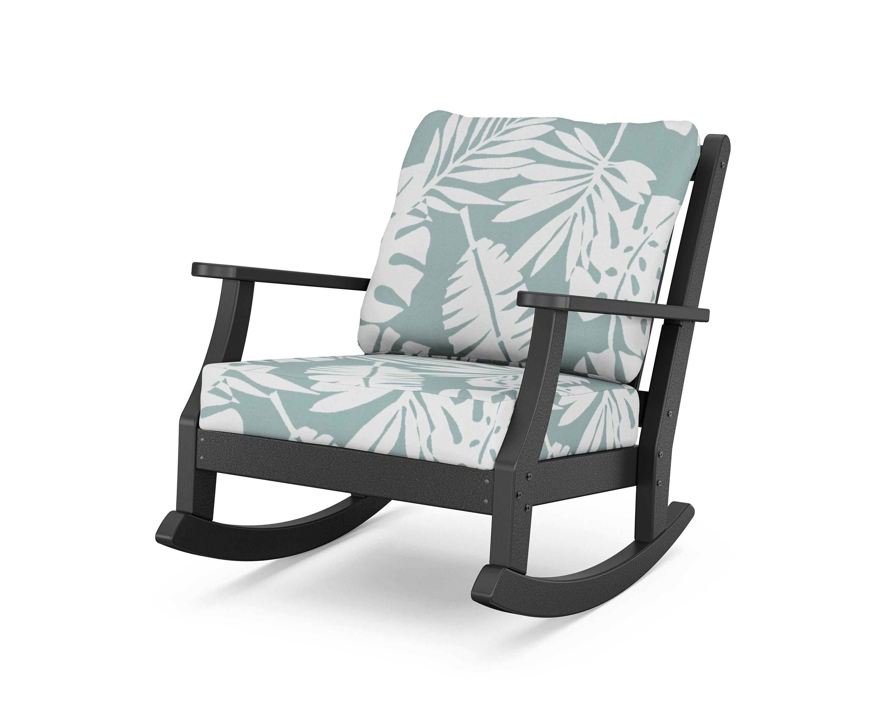 Country Living Wovendale Deep Seating Rocking Chair in Black / Leaf Glacier Spa