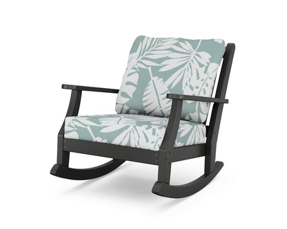 Country Living Wovendale Deep Seating Rocking Chair in Black / Leaf Glacier Spa