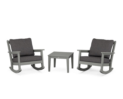 POLYWOOD® Chippendale 3-Piece Deep Seating Rocker Set in Slate Grey / Ash Charcoal