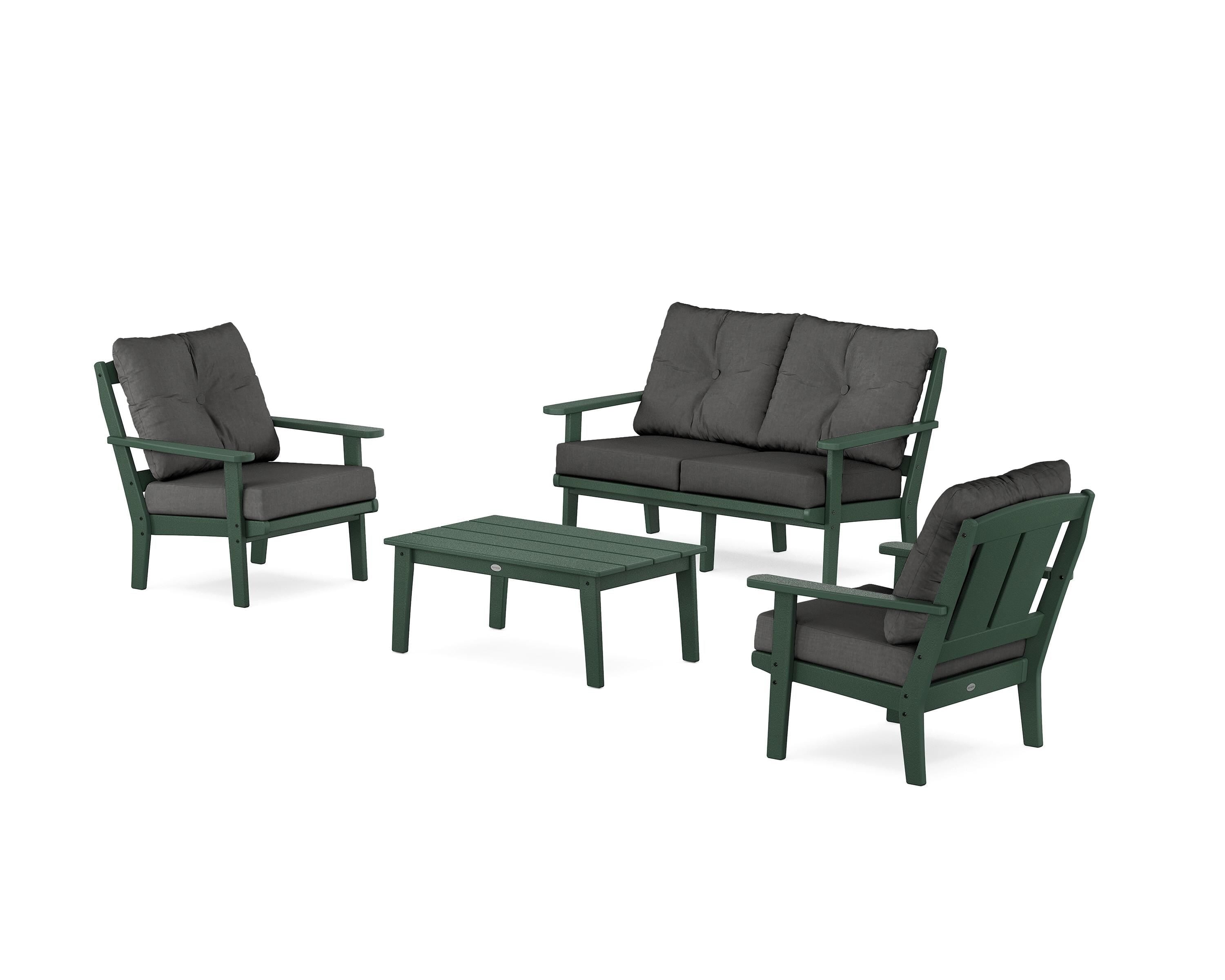 POLYWOOD® Mission 4-Piece Deep Seating Set with Loveseat in Green / Spectrum Carbon