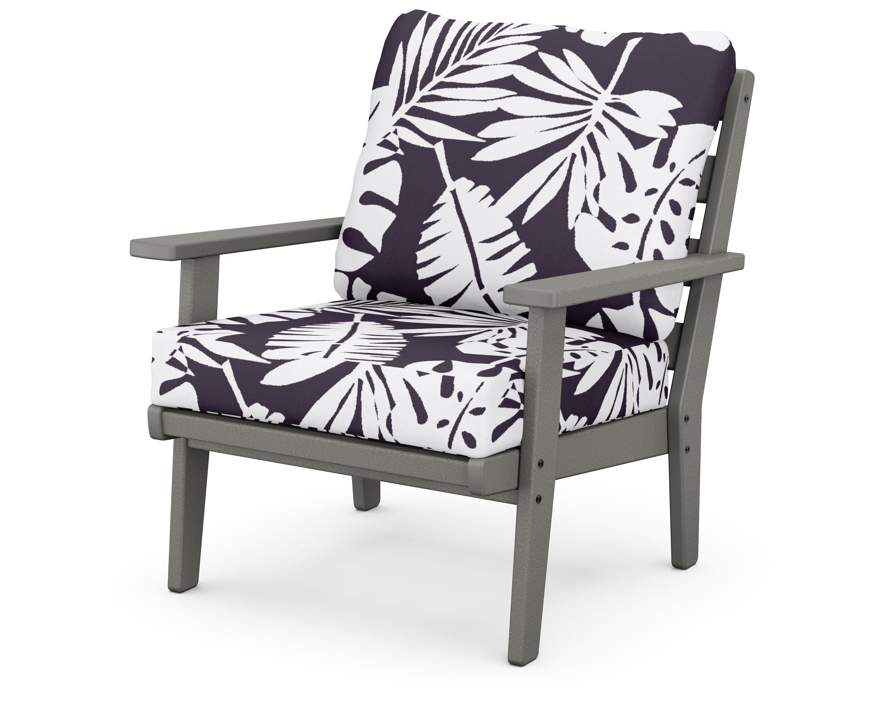 POLYWOOD® Grant Park Deep Seating Chair in Slate Grey / Leaf Navy