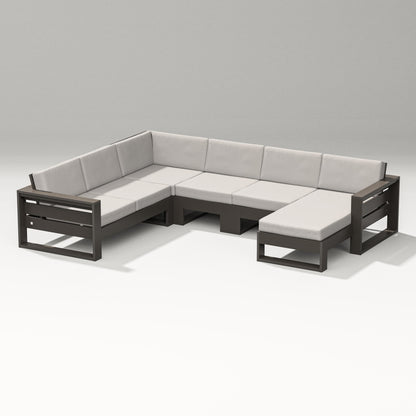 PW Designer Series Latitude Corner Sectional with Right Chaise in Vintage Coffee / Cast Ash