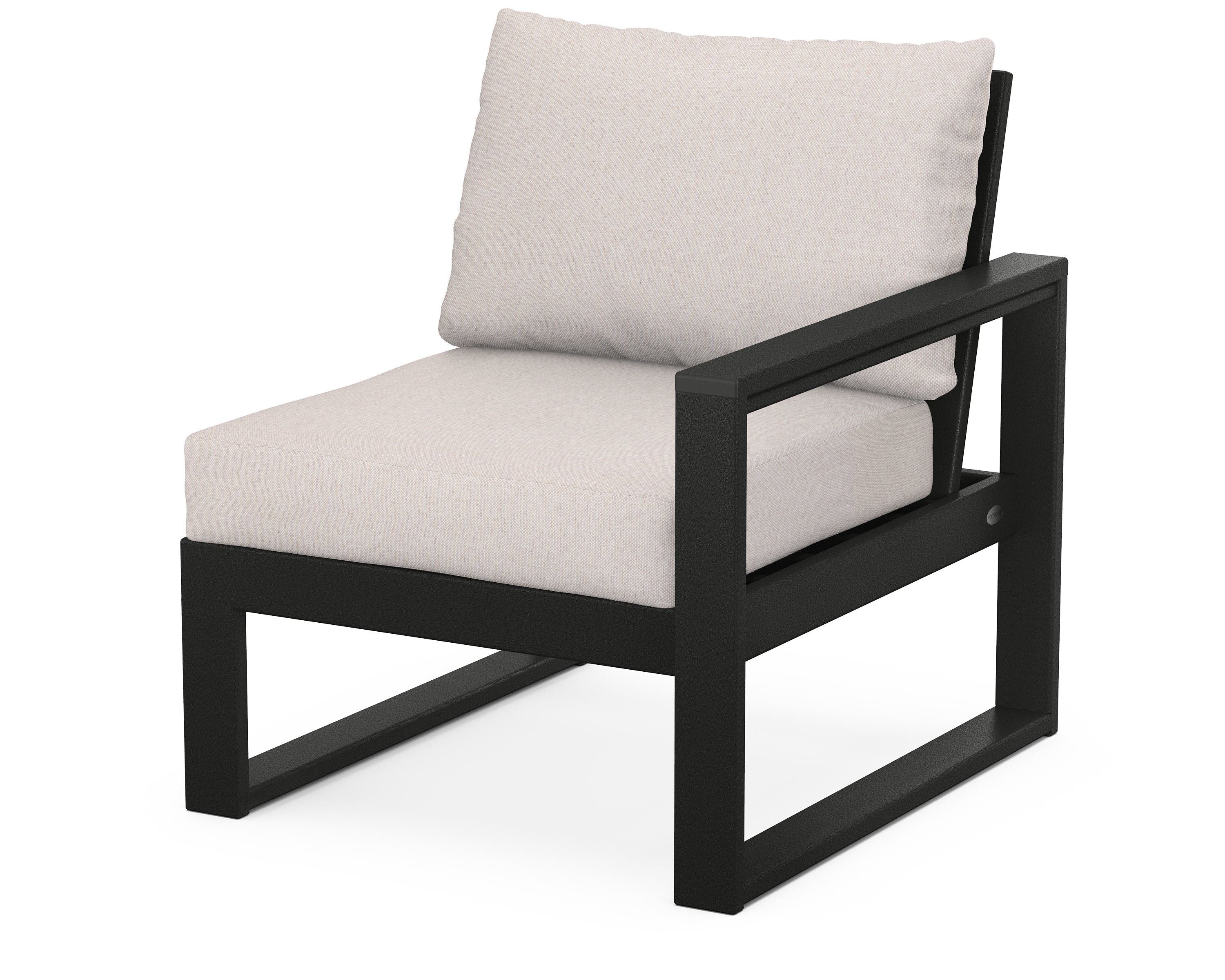 POLYWOOD® EDGE Modular Right Arm Chair in Black / Dune Burlap