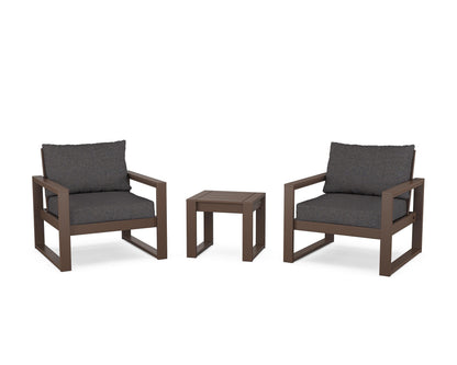 POLYWOOD® EDGE Sectional 3-Piece Deep Seating Set in Mahogany / Ash Charcoal