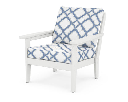 Country Living Cottage Deep Seating Chair in White / Trellis Sky Blue