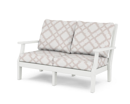 Country Living Wovendale Deep Seating Loveseat in White / Trellis Dune Burlap