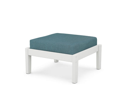 Unbranded Deep Seating Ottoman in White / Ocean Teal