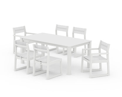 POLYWOOD® EDGE Sling 7-Piece Parsons Dining Set in White / White Sling