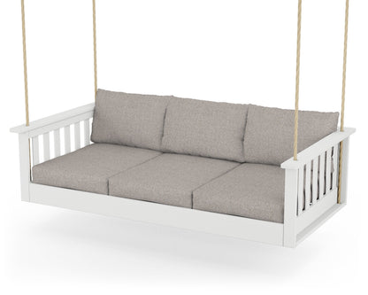 POLYWOOD® Vineyard Daybed Swing in White / Weathered Tweed