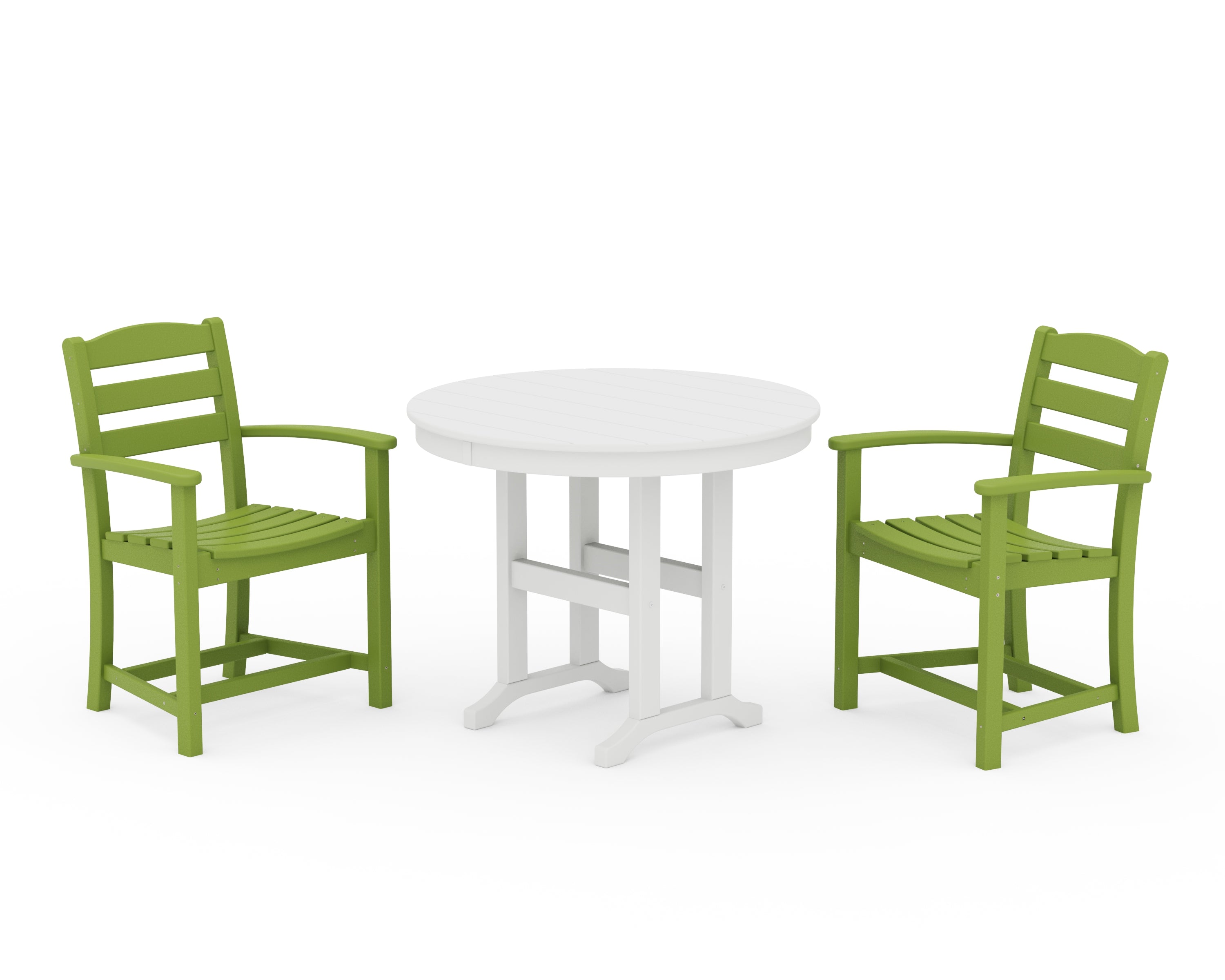 POLYWOOD® La Casa Café 3-Piece Round Dining Set in Lime / White