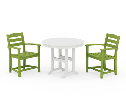 POLYWOOD® La Casa Café 3-Piece Round Dining Set in Lime / White