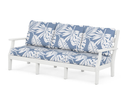POLYWOOD® Chesapeake Deep Seating Sofa in White / Leaf Sky Blue