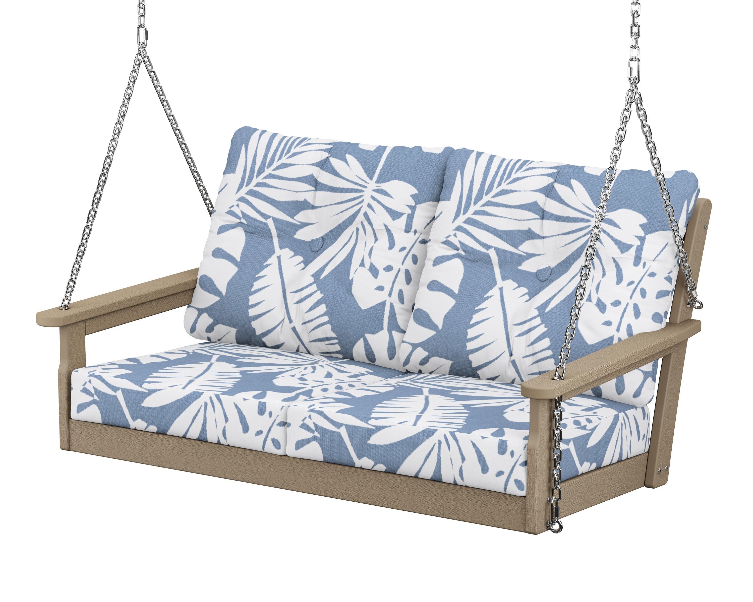POLYWOOD® Vineyard Deep Seating Swing in Vintage Sahara / Leaf Sky Blue
