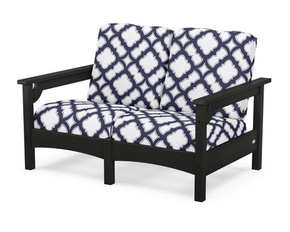 POLYWOOD® Club Loveseat in Black / Trellis Navy