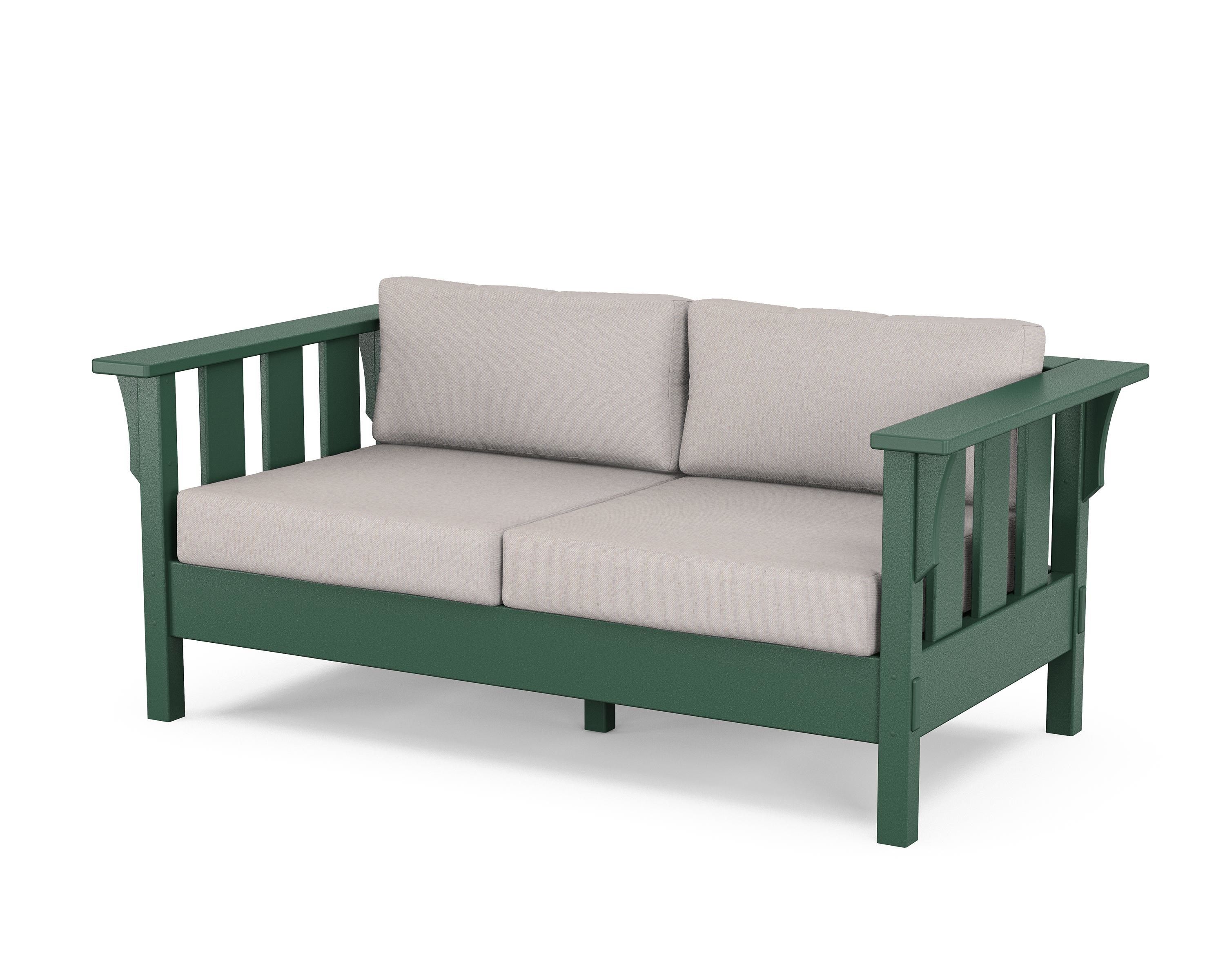 Martha Stewart by POLYWOOD® Acadia Deep Seating Loveseat in Green / Dune Burlap