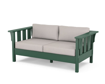 Martha Stewart by POLYWOOD® Acadia Deep Seating Loveseat in Green / Dune Burlap