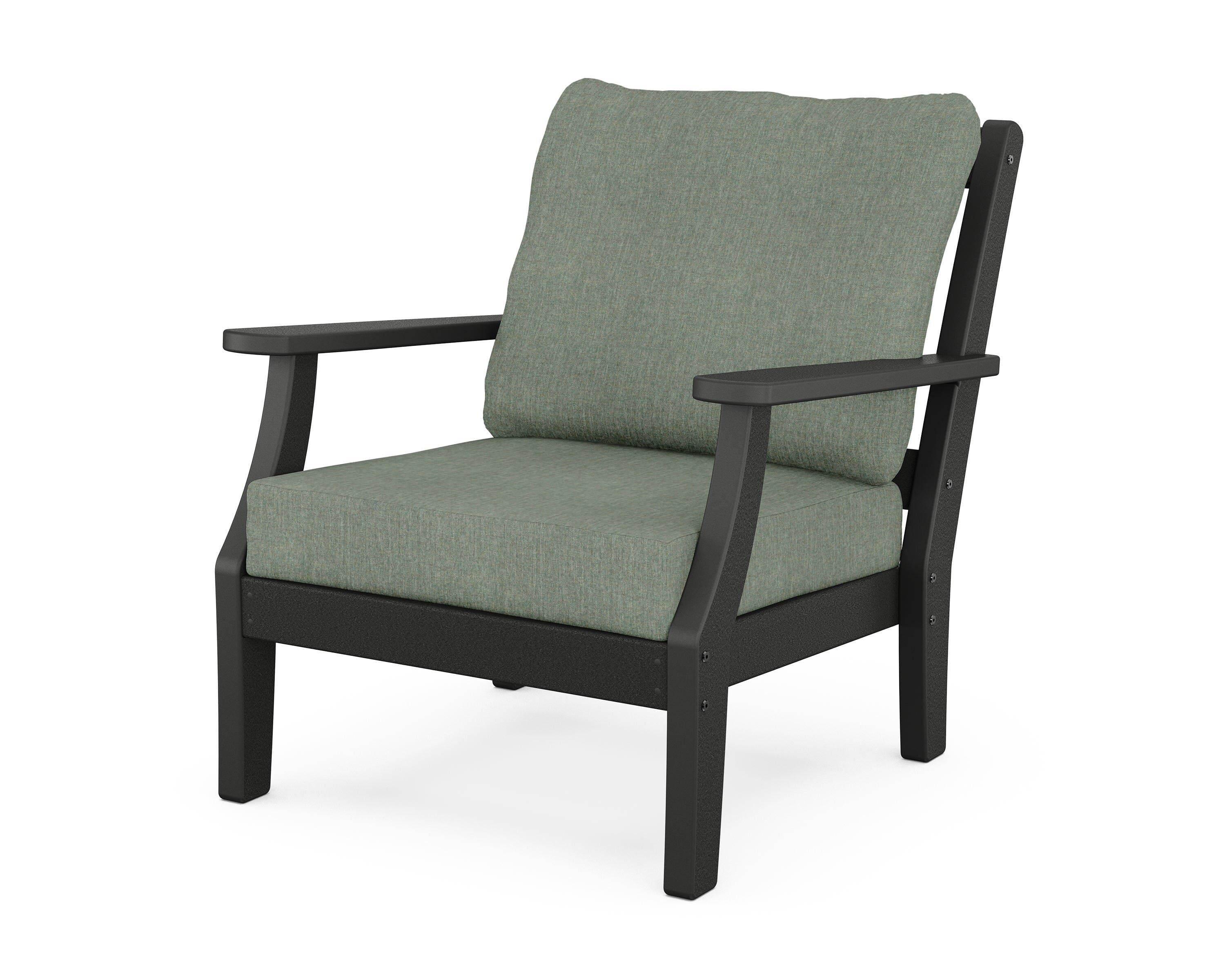 Martha Stewart by POLYWOOD® Chinoiserie Deep Seating Chair in Black / Cast Sage