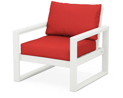 POLYWOOD® EDGE Club Chair in Vintage White / Crimson Linen