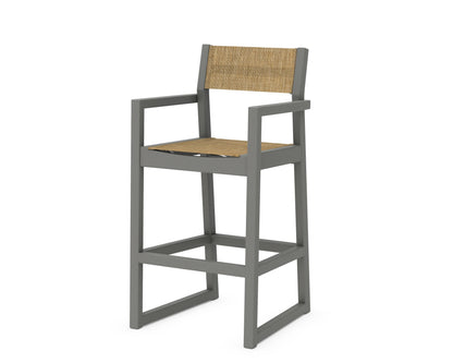 POLYWOOD® EDGE Sling Bar Arm Chair in Slate Grey / Burlap Sling