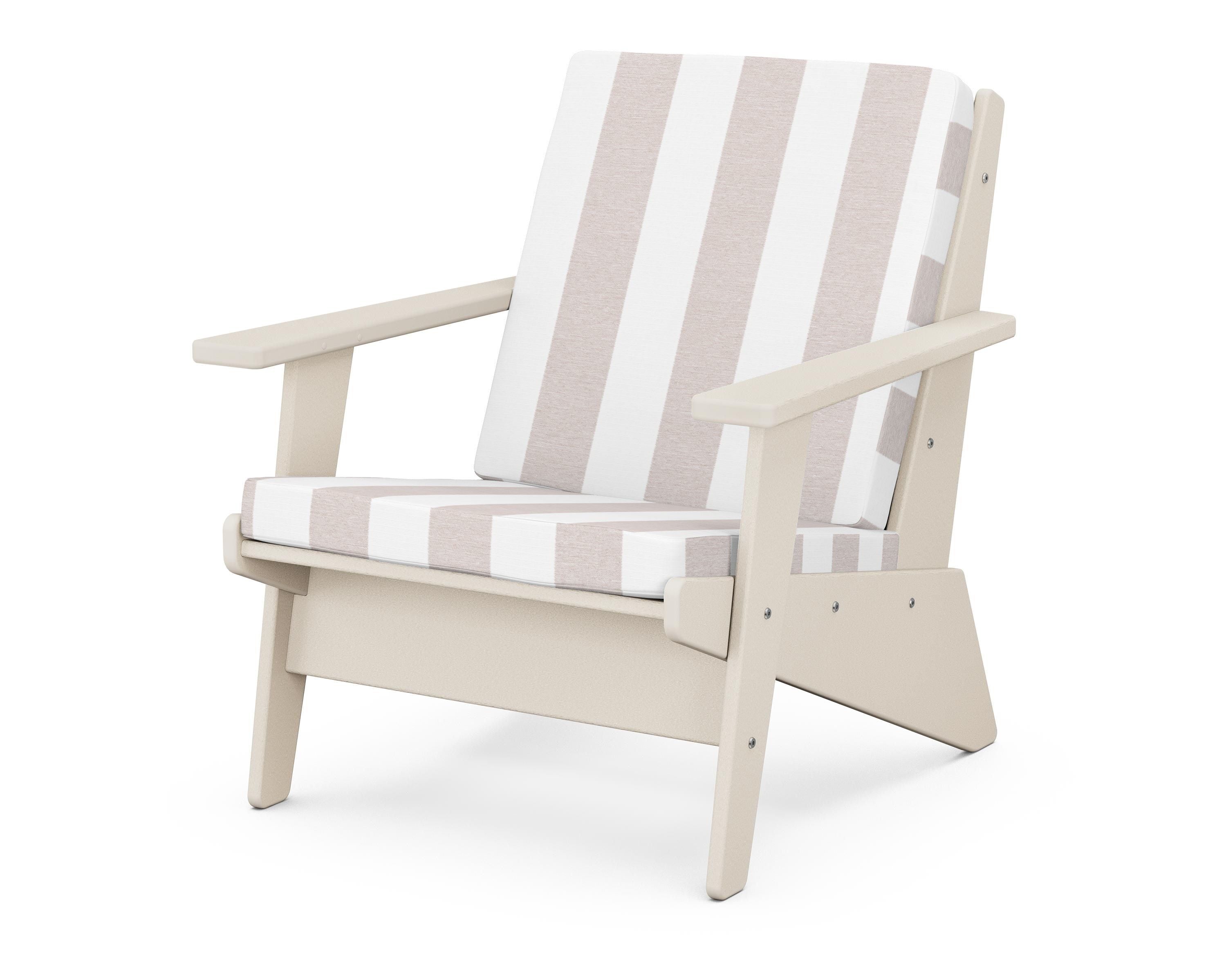 POLYWOOD® Riviera Modern Lounge Chair in Sand / Cabana Stripe Dune Burlap