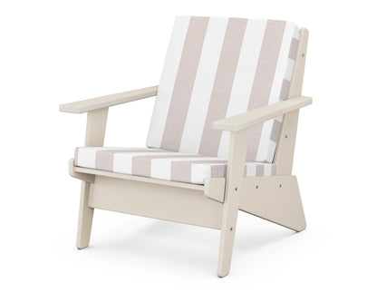 POLYWOOD® Riviera Modern Lounge Chair in Sand / Cabana Stripe Dune Burlap