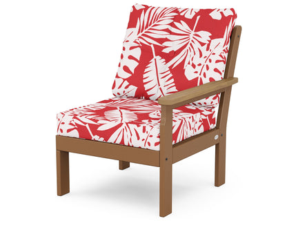 POLYWOOD® Vineyard Modular Right Arm Chair in Teak / Natural / Leaf Crimson