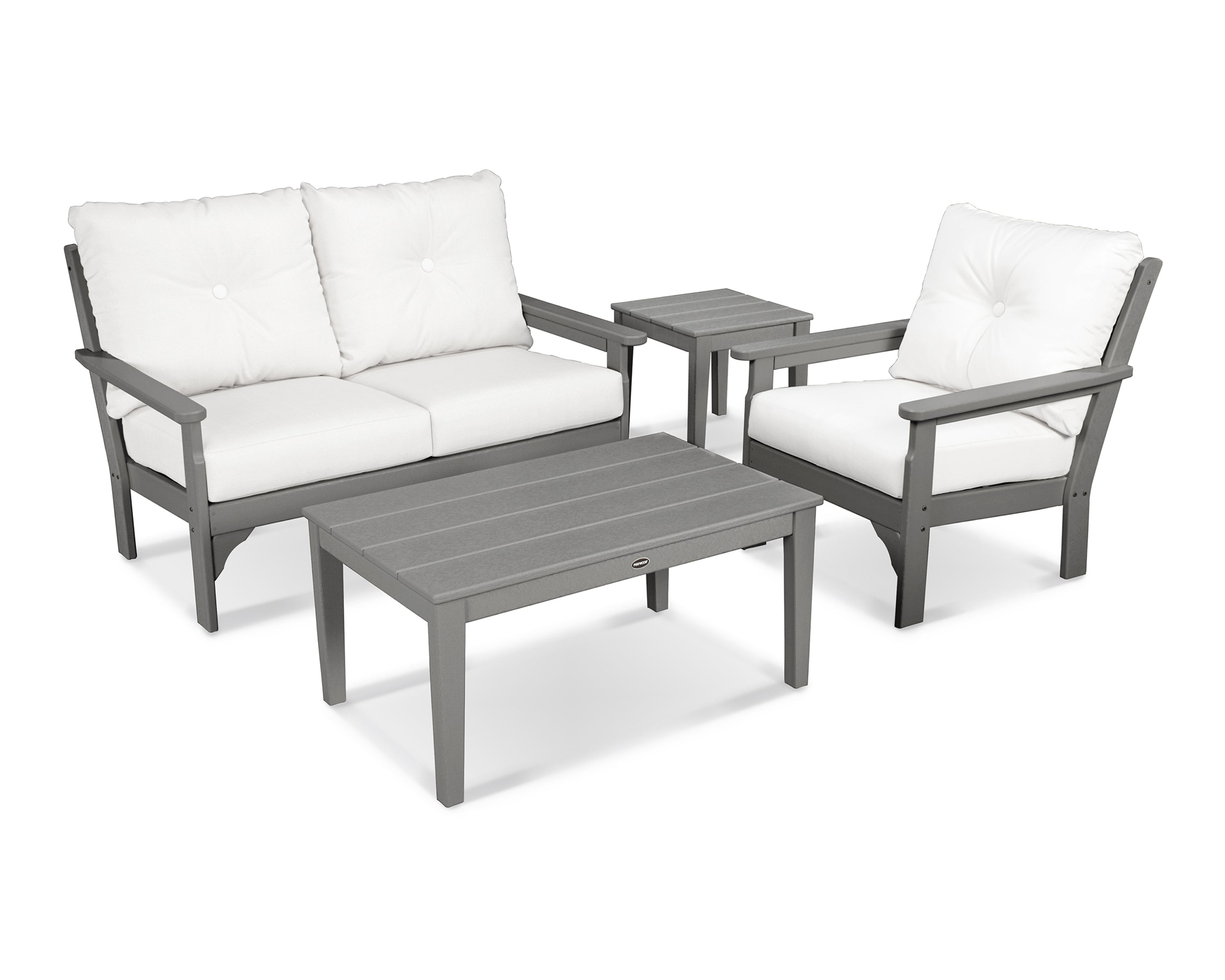 POLYWOOD® Vineyard 4-Piece Deep Seating Set in Slate Grey / Natural